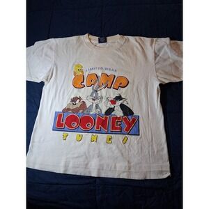 Vintage 1993 Looney‎ Tunes Camp Shirt Garment Graphics Single Stitch Mens Large